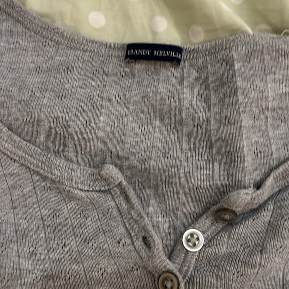 brandy eyelet henley top - Picture 2 of 2